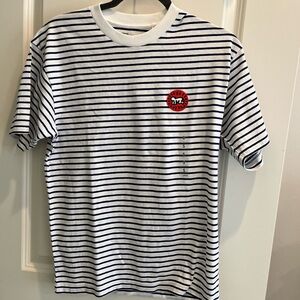 Uniqlo Keith Haring Striped T-Shirt with Red Logo